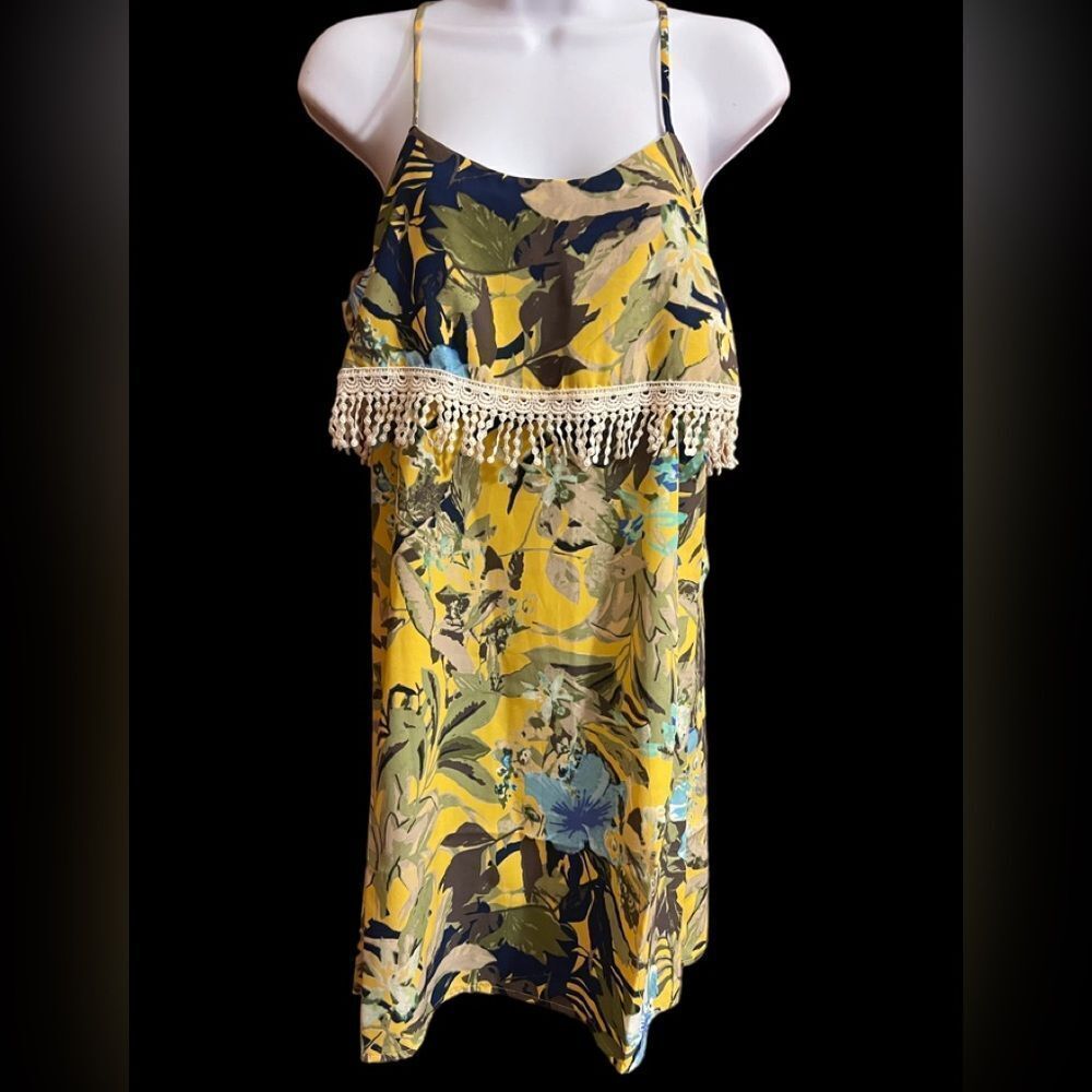 Peppermint Floral Fringe Slip Dress